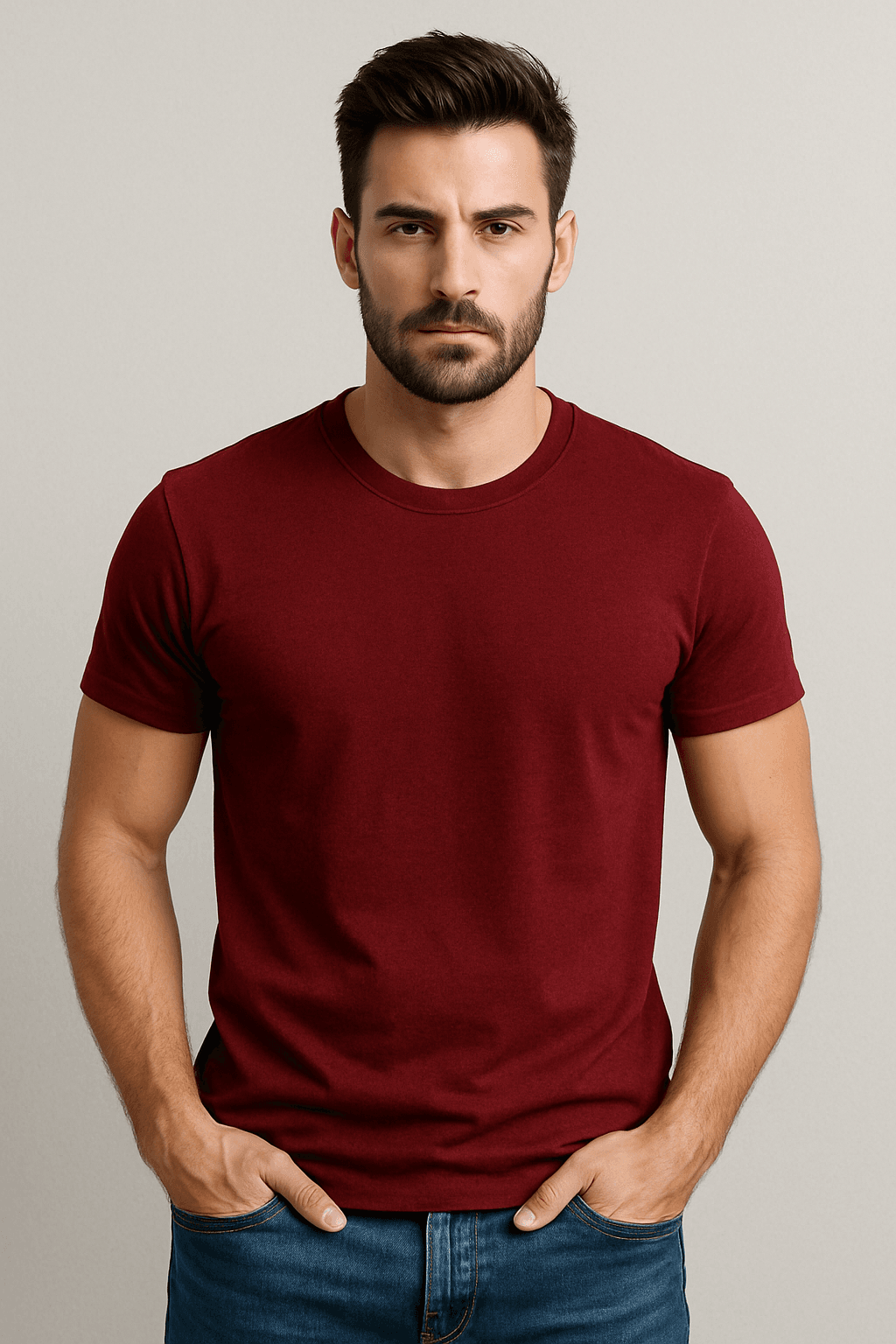 Erkek-basic-tisort-Bordo erkek tişört kısakol bordo